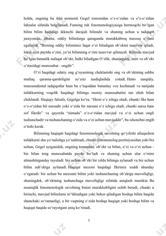 ama-qarshilik ongga kirib, uning haqiqatini buzmasdan, balki faqat yangi, qo‘shimcha vazifalarni o‘rganishga kiritadigan holda saqlanib qoladigan vaziyatga duch kelamiz. keyinchalik, gegel o‘z falsafasida rasmiy mantiq qonunlarida ifodalangan va falsafiy tafakkur sohasida qo‘llanilmaydigan oqilona fikrlash qoidalarining cheklovlariga qarshi qayta-qayta gapiradi. gegel falsafasi an’anaviy ravishda tizimli falsafa, “falsafa tizimi” sifatida qaraladi. mutafakkirning o‘zi ham o‘z falsafasini shunday tushunib, “ruh fenomenologiyasi”ning so‘zboshida chinakam falsafa ilmiy tizim shaklida bo‘lishi kerakligini ta’kidlagan va shunga muvofiq o‘z ishini “birinchi qism” sifatida taqdim etgan. “fan tizimi”. biroq, gegel tomonidan yaratilgan falsafa tizimining elementlari nima va ular o‘rtasidagi munosabatlar hali ham ochiqligicha qolmoqda. odatda gegelshunoslikda “falsafa tizimi” deganda “falsafa fanlari entsiklopediyasida”, yaʼni “falsafa tizimi”da keltirilgan “mantiq – tabiat falsafasi – ruh falsafasi” uch qismli ketma-ketlik tushuniladi. “entsiklopedik tizim” bilan belgilanadi. ”ruh fenomenologiyasi” bu erda faqat falsafaning “etuk” tizimining birinchi eskizi yoki tizimga tarixiy kirish sifatida qaraladi, lekin har holda, uning mustaqil elementi sifatida emas. gegel tafakkuri evolyutsiyasini o‘rganuvchi …