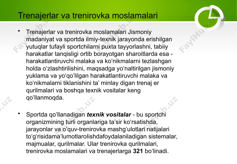 azariyasi texnik vositalar sistemasi bazasida amalga oshiriladi va unga sportchining harakatlanish harakatlarini qurish bo‘yicha ustivor g‘oya asos qilib olinadi. bunga quyidagi bir nechta misolarni keltirish mumkin. yuqori mahoratli (kvalifikatsiyali)sprinterlarning sport natijaviyligini oshirish kerak va buning uchun harakatlanish malaka va ko‘nikmalari asosining ritmtezkorligini yugurish qadamining tempi va ritmini yugurish tezligini 5 - 6 % oshirib shakllantirgan holda o‘zgartirish lozim. echimning asosiy xususiyati shundan iboratki, yuguruvchining tayanch-harakatlantiruvchi apparati tomonidan bajariladigan tashqi ishni kamaytirish kerak. buning uchun «engillashtirilgan yetakchilik sistemasi» (ees) deb nomalangan trenajer yaratilgan. ma’lumki, uzunlikka sakrash v uchsakrashda sportchilarning mahorati maksimal tezlikda sakrash malakalari bilan aniqlanadi. shuning uchun, uzoqdan yugurib kelishlar bilan sakrashlar maksimal mushak kuchlarini namoyon bo‘lishiga va maksimal tezlikda sakrashning dinamik stereotipini 330 mustahkamlashga zamin yaratgan holda sakrovchining asab-mushak apparatiga ancha samarali ta’sir ko‘rsatadi. tajriba (eksperimental) trenirovka ishida to‘liq yugurib kelish bilan sakrash yugurib kelib sakrashlarning urnumiy hajmining 70 % gacha qismini tashkil etdi. sportchilar ta’kidlab o‘tishgan. s tayanch …