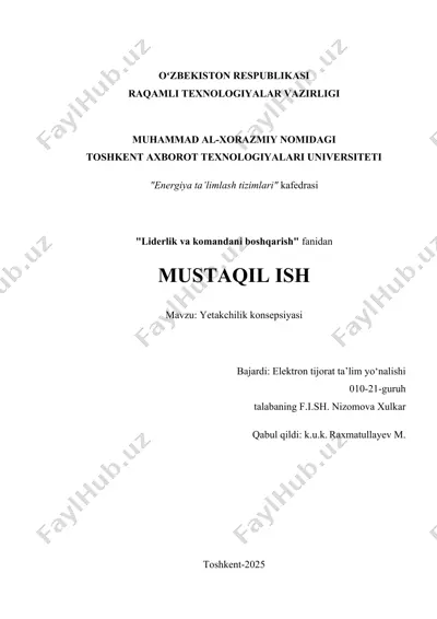 yetakchilik konsepsiyasi — DOCX