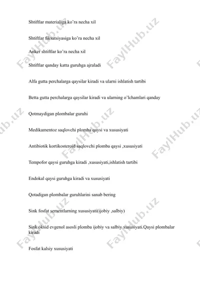 stomatologik plombalar — DOCX