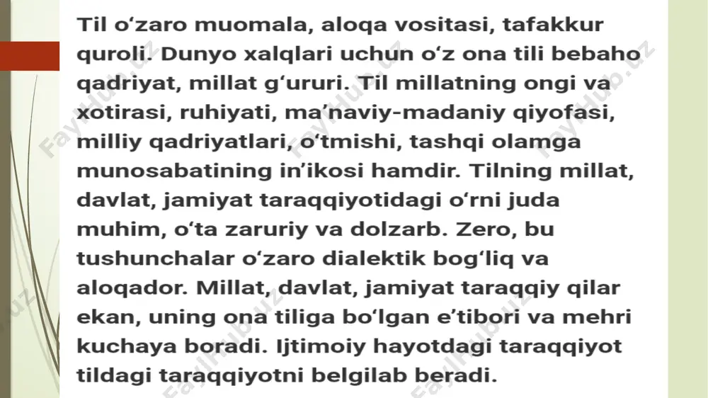 mavzu; til tafakkur quroli va muomala vositasi - Page 2