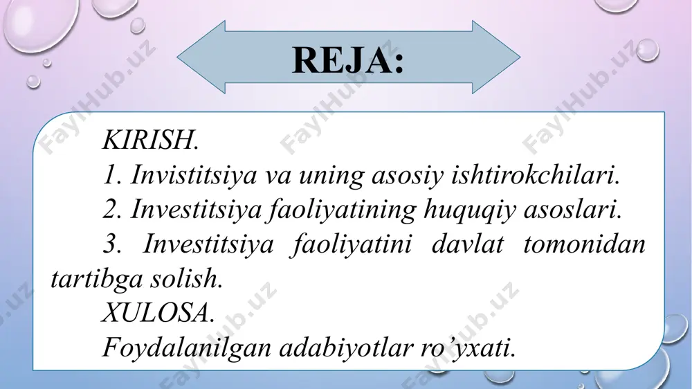 investitsiya sohasida qonunchilik - Page 2