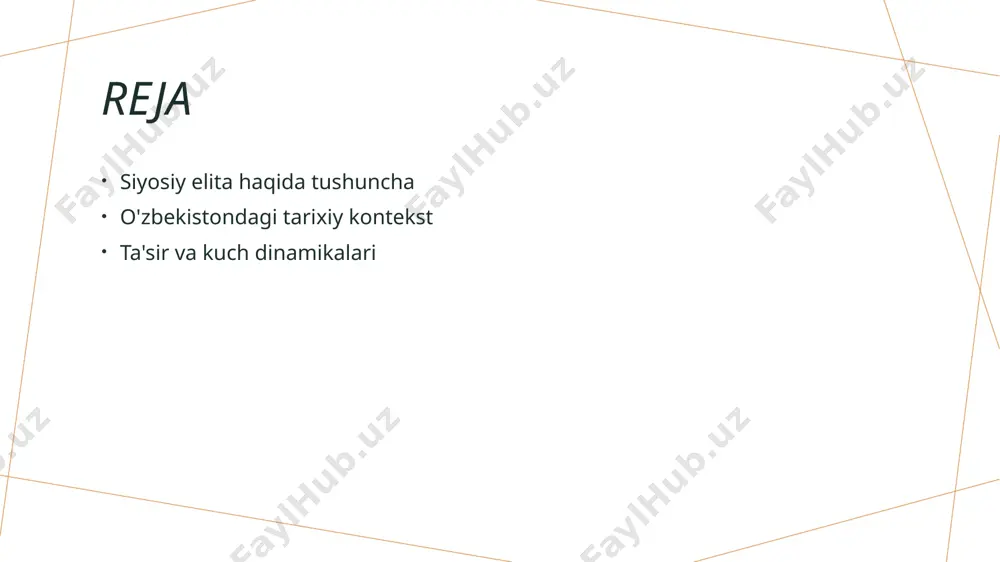 rakatlar ijtimoiy harakatlar, siyosiy elita shakllanishida muhim omil bo'lib, xalqning talab va istaklarini siyosiy kuchlarga ta'sir ko'rsatadi. o'zbekistondagi siyosiy elitani o'rganishda tarixiy kontekstning ahamiyati. 1 tarixiy kontekst - o'zbekistondagi siyosiy elitani tushunishda tarixiy kontekst muhim ahamiyatga ega, chunki bu elitani shakllantirgan omillarni ochib beradi. 2 tarixiy omillar - o'zbekistondagi siyosiy elita tarixiy jarayonlar, masalan, mustaqillik davri va avvalgi sovet tizimidan kelib chiqib shakllangan, bu esa ularning ta'sirini belgilaydi. 3 hozirgi ta'sir - tarixiy kontekst siyosiy qarorlar va hukumatning jamiyatga ta'sirini yaxshiroq tushunishga yordam beradi, bu esa zamonaviy siyosatni shakllantiradi. siyosiy elitaning ta'siri: o'zbekiston tarixidagi o'zgarishlar. 1 siyosiy ta'sir o'zbekiston siyosiy elitasi, davlatning asosiy qarorlarini qabul qilish jarayonida muhim rol o'ynaydi, bu esa jamiyatda keng ko'lamli ta'sir ko'rsatadi. 2 tarixiy o'zgarishlar o'zbekistonda siyosiy elitani shakllantiruvchi tarixiy voqealar, mustaqillik davri va avvalgi sovet tizimidan o'tish jarayonlari yanada sezilarli ta'sir ko'rsatdi. 3 ijtimoiy ta'sir siyosiy elitadan kelib chiqadigan qarorlar, iqtisodiy va ijtimoiy hayotga …
