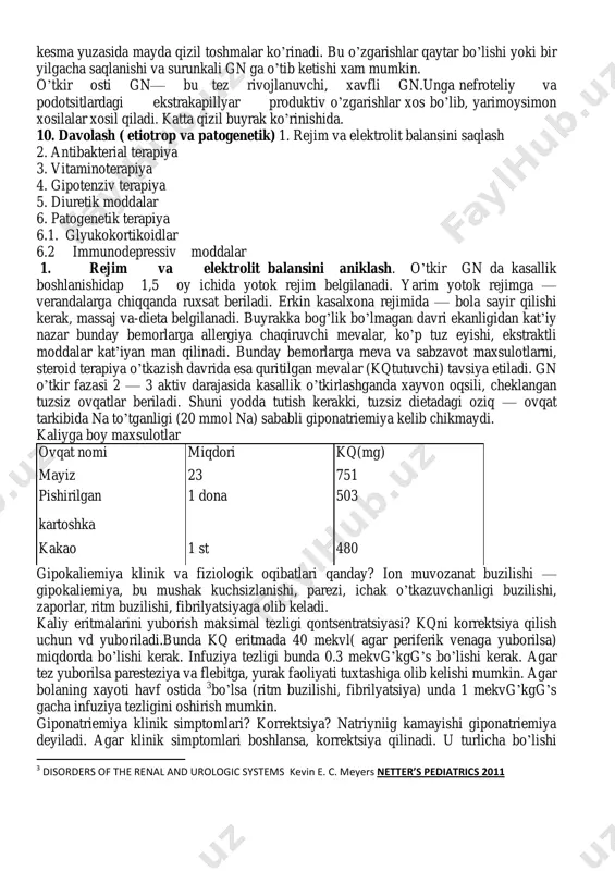 chi navbatda koptokchalar bmga ,ix lar «to’qimani shikastlashdan saqlash»ga qaratilgan sistemada ketma —ket o’zgarishlar chaqiradi. bular ichida muxim o’rin gemostaz sistemasiga qaratilgan. bu sistema aktivlanishi lokal giperkoagulyatsiya ko’rinishida bo’ladi. koptokchalarga fiksatsiyalangan ix lar ta’sirida kapillyarlar endoteliysi shikastlanadi, trombotsitlar va boshqa shaklli elementlar agregatsiyalanadi, kapillyar stazi kuzatiladi: progressiya roja fibrinoliz - ivinetsva depressiyasi, parakoagulyatsiya kuzatiladi va koptokcha kapsulasi bo’shligi yonida fibrin to’planishiga sharoit yaratiladi, bu esa sklerotik shakllari rivojlanishiga sharoit yaratiladi va asos bo’ladi.shunga bog’lik holda gn turli shakllarida turli xarakter va darajadagi dvs — sindrom rivojlanadi. gn da uchrovchi dvs sindrom ko’rinishi bo’lib xisoblanadi: koptokchada fibrin topilishi, plazmada, qonda va siydikda pdf va fibrinogen topilishi. gemostaz buzilishida prostoglandin, kbllikrenin — kinin sistemasi ishtirok etadi. 6. patologik anatomiyasi. jar topografiyasiga ko’ra, intra va ekstrakapillyar xillari farqlanadi, yallig’lanish xarakteriga ko’ra— ekssudativ, proliferativ va aralash turlari mavjud, kechishiga ko’ra: 1)o’tkir; 2)o’tkir osti; 3)surunkali yallig’lanish jarayoni tarkalganligiga ko’ra: 1) diffo’z; 2) o’chokli. s utkir …