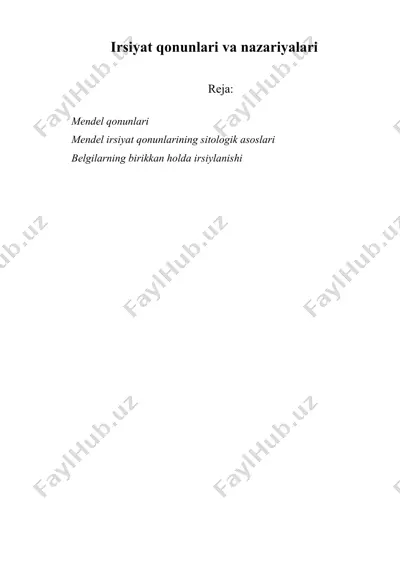 irsiyat qonunlari va nazariyalari — DOCX