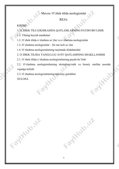 o’zbek tilida neologizmlar — DOCX
