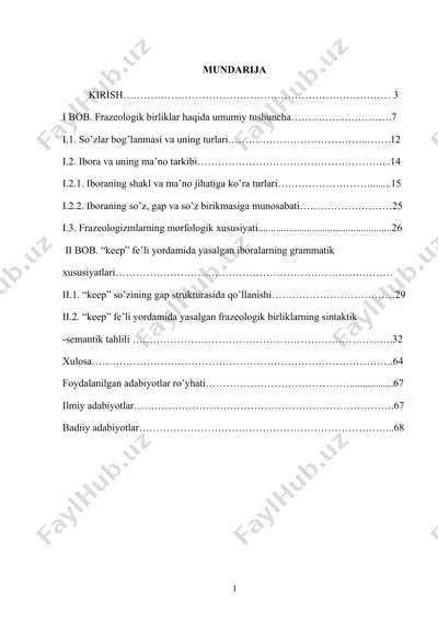 hozirgi zamon ingliz tilidagi “keep” fe’li yordamida yasalgan iboralar — DOCX