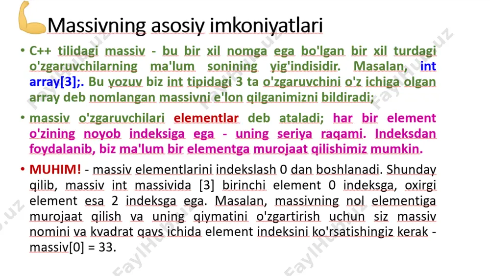bir o'lchovli massivlar - Page 4