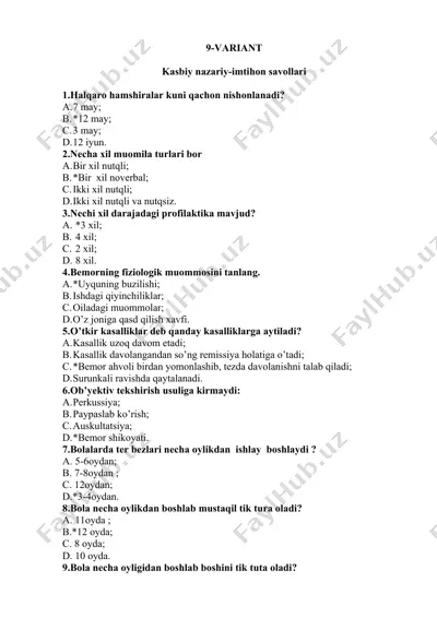 kasbiy nazariy-imtihon savollari — DOCX