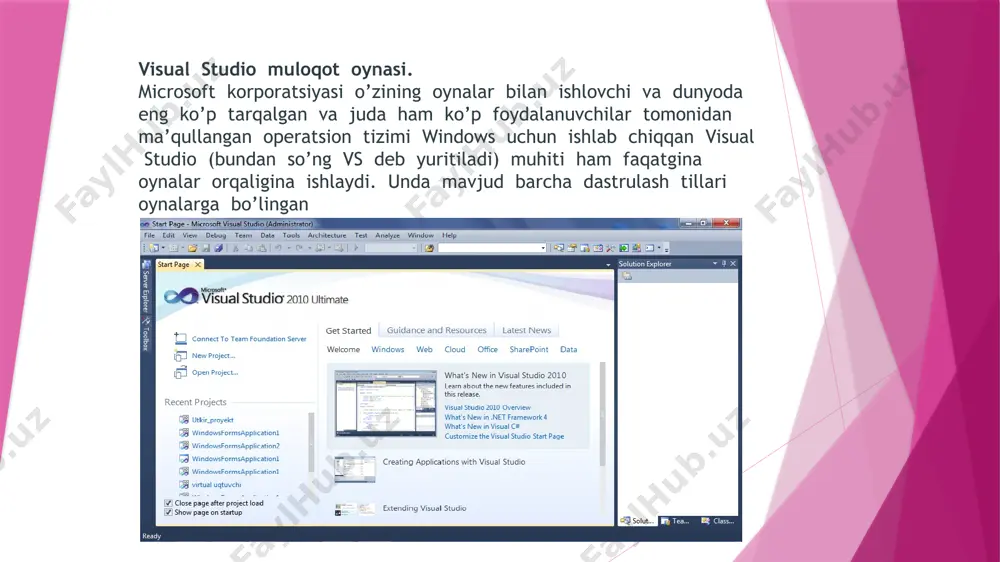 op-up yordam windows yoki f1 tugmasini bosib yordam xabar ifodalaydi. bir marta helpprovider qismi qo'shildi form, biz o'rnatishingiz mumkin helpstring, biz yordam ta'minlash niyatidamiz shaklda har bir nazorat uchun. helpprovider siz foydalangan komponentlarning soniga qarab, helpstring har bir nusxaga tegishli bo'lgan juda ko'p sonli xususiyatlarni topish mumkin . bittasini ishlatish maqsadga muvofiq bo'ladi.helpprovider parvarishlashni ancha osonlashtirish uchun xuddi shu shaklda taqdim etish. 2.3 helpprovider sinfidan foydalanish birinchi qadam helpnamespace xususiyatni haqiqiy url manziliga o'rnatish bo'ladi. url oflayn veb-sahifa uchun mahalliy yo'l yoki uzoq veb-sahifa (masalan, "http://www.codeproject.com") bo'ladi. loyihalash paytida siz o'zingizning yordam manbangizga yo'lni komponent helpnamespace xususiyatiga ko'ra qattiq helpprovider kodlashingiz mumkin. bu foydalanuvchi f1 tugmachasini bosganda sahifani standart brauzeringizd a ko'rsatishi uchun etarli bo'ladi. helpprovider turli xil kontekstlar uchun turli xil veb-sahifalarni namoyish qilish uchun bir xil komponentdan foydalanish uchun helpnamespace xususiyat qiymatini tegishli yordam manbasiga dasturiy ravishda o'zgartirishingiz kerak. xulosa. biz ushbu kurs ishi davomida dastur tuzish jarayonida …