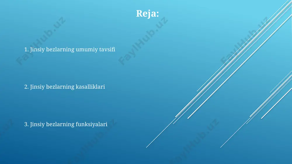 shirish, suyak zichligini mustahkamlash va erkaklarning ikkilamchi jinsiy belgilarini rivojlanishiga ta'sir qiladi. ayollarda tuxumdonlar taxminan 3-4 sm kattalikda bo'lib, estrogen va progesteron kabi muhim jinsiy gormonlarni ishlab chiqaradi, bu gormonlar reproduktiv funktsiyani boshqaradi va hayz tsiklining tartibini ta'minlaydi. jinsiy gormonlarning turlari androgenlar, asosan, erkaklarda buyrak usti bezlari va moyaklarda, ayol organizmida esa ozroq miqdorda ishlab chiqariladi va 30 dan ortiq turdagi androgenlardan iborat bo'lib, ularning jinsiy xususiyatlar rivojlanishida muhim roli bor. jinsiy gormonlarning asosiy turlari – androgenlar (masalan, testosteron), estrogenlar (masalan, estradiol) va progesteron bo'lib, ularning miqdori va nisbati 18-25 yosh oralig'ida, ayniqsa, ayol organizmida sezilarli darajada o'zgaradi. estrogenlarning turli xillari (estradiol, estrone va estriol) asosan tuxumdonlarda, homiladorlik davrida esa platsentada ishlab chiqariladi va ayollarda reproduktiv salomatlikni 20-40 yosh oralig'ida saqlashda katta ahamiyatga ega. jinsiy bezlarning tekshiruvi jinsiy bezlarning o‘lchamlari va tuzilmasini aniqlash uchun magnit-rezonans tomografiya (mrt) samarali bo‘lib, ba'zi hollarda 3d tasvirlarni beradi, ayniqsa, murakkab holatlarda, masalan, 5 mm …