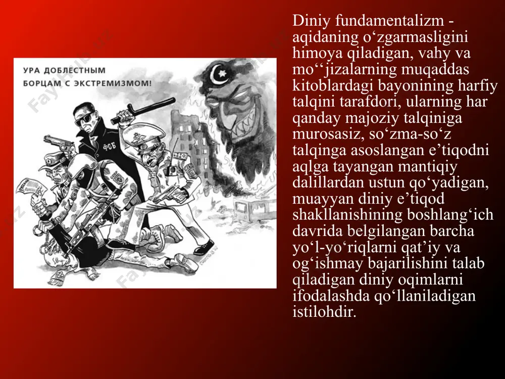 ilan birgalikda «al-urvat al-vusqo» jurnalini nashr etdi va unda panislamizm g‘oyalarini targ‘ib qila boshladi. afg‘oniyning g‘oyalarini keyinchalik «musulmon birodarlar» («al-ixvon al-muslimun») radikal shakllarida rivojlantirildi. al-ixvon al-muslimun - 1928 yili misrning ismoiliya shahrida misrlik shayx hasan al-banno tomonidan tashkil etilgan diniy-siyosiy tashkilot. hasan al-banno jamoliddin al-afg‘oniy, muhammad abduh, rashid rizo asarlaridan ta’sirlanib, panislamizm g‘oyasida «jihod», «islomiy millatchilik», «islomiy davlat» ta’limotlarini ishlab chiqdi. al-ixvon al-muslimun bu ta’limotlar asosida islom dini tarqalgan mamlakatlarda qur’on va shariatda ifodalangan qoidalarga to‘liq rioya qiluvchi, «islomiy adolat» prinsiplari o‘rnatilgan jamiyat qurish uchun siyosiy kurashni boshlab yubordi. al-ixvon al-muslimun o‘z tarixida bir necha bosqichlarni bosib o‘tdi. 1928-1936 yillardagi davrni xayriya va ma’rifatchilik bosqichi deb atasa bo‘ladi. keyinchalik u kurash uslubi sifatida terrorni qo‘llash darajasiga etgan siyosiy tashkilot sifatida maydonga chiqdi. ko‘plab davlatlarda uning faoliyati taqiqlandi. keyingi davrda al-ixvon al-muslimun orasida bo‘linish yuz berib, ular 3 yo‘nalishga bo‘linib ketdi: «mo‘‘tadillar» - hasan al-banno va sayyid qutb tarafdorlari; «islom demokratlari» …