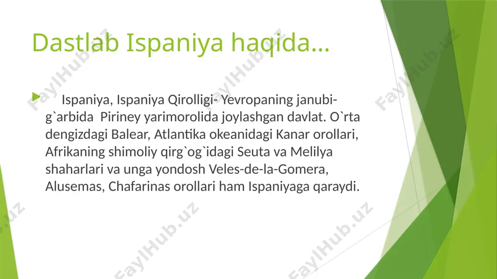 n hisobotida ma'lum qilgan. yevrohududning to'rtinchi iqtisodiyoti ko'rilayotgan davrda 0,5 foizga oshdi. o'sish o'tgan yilning shu davriga nisbatan esa 1,6 foizni tashkil qildi. ikki ko'rsatkich ham iqtisodchilarning prognozlariga mos kelgan. iqtisodchilarning e'tirof etishicha, ayni paytda ispaniya iqtisodiyoti barqaror o'sish sur'atlarini ko'rsatib, bir yil avval retsessiyadan chiqqandan beri hududdagi o'rtacha ko'rsatkichlardan yuqori bo'lmoqda. ikkinchi chorakda mamlakat iqtisodiyotidagi o'sish birinchi chorakka nisbatan 0,6 foizni tashkil qilgan. moliyaviy-iqtisodiy inqirozdan jiddiy aziyat chekkan ispaniya iqtisodiyoti asta-sekin o´nglanmoqda. mutaxassislar o´tgan yilning kuz oylariga kelib, ushbu mamlakat ikki yil davom etgan resessiyadan chiqishga erishganini va bunda uning evrohudud doirasida eksport ko´rsatkichlarini yaxshilab olgani muhim omil bo´lganini ta´kidlashgandi. umumiy natijalarda ham bu o´z ifodasini topa boshlagan. masalan, 2013 yilning noyabr oyida ispaniyada sanoat ishlab chiqarish hajmi 2,6 foiz o´sgan. image1.png image2.png image3.png image15.jpeg image16.png image17.png image8.jpeg image18.png image19.png image20.jpeg image21.jpeg image22.png image23.png image24.png image25.jpeg image26.png image27.png image28.png image29.png image30.png image31.png image32.png image33.png image34.png image35.png image36.jpeg image37.jpeg image38.jpeg …
