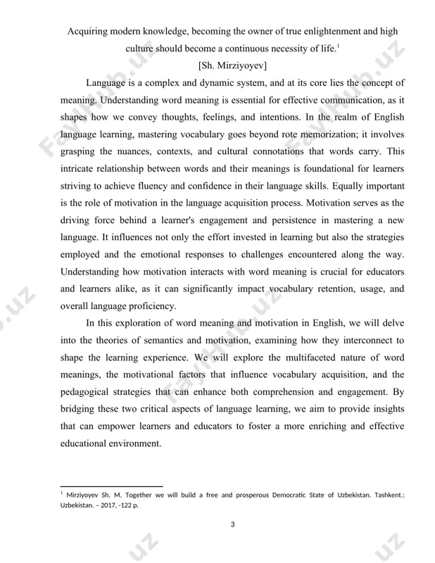 t or social integration. intrinsic motivation stems from internal desires and interests. learners who are intrinsically motivated to learn english are genuinely interested in the language and derive satisfaction from the learning process itself. on the other hand, extrinsic motivation arises from external factors such as rewards, grades, or social approval. while extrinsic motivators can initially prompt learners to engage in language learning, intrinsic motivation is often considered more sustainable and conducive to long-term success. motivation significantly influences learners' engagement with the english language. intrinsically motivated individuals are more likely to actively participate in language learning activities, seek out opportunities for practice, and demonstrate a genuine interest in mastering the language. conversely, learners driven primarily by extrinsic factors may exhibit lower levels of engagement and may struggle to sustain their efforts when faced with challenges or setbacks. moreover, motivation plays a crucial role in determining learners' persistence in the face …