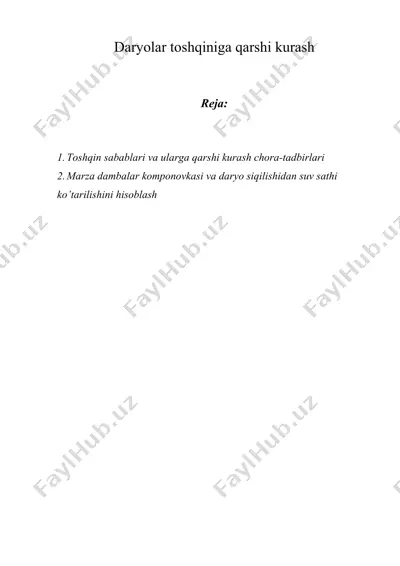 daryolar toshqiniga qarshi kurash — DOC