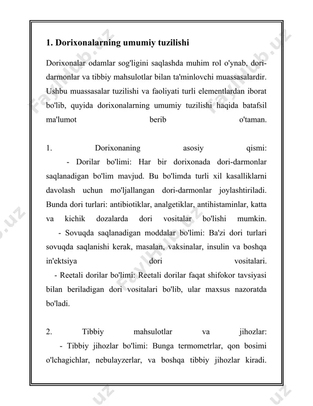 klashadi. 2. xalqaro dorixona tarmoqlari xalqaro dorixona tarmoqlari dunyo bo'ylab dorilarni tarqatish va sog'liqni saqlash mahsulotlarini yetkazib berishga ixtisoslashgan yirik korxonalardir. ushbu dorixona tarmoqlari sog'liqni saqlash tizimining muhim qismi bo'lib, ulkan savdo hajmi, mijozlar soni va geografik qamrov bilan ajralib turadi. 1. walgreens boots alliance: bu kompaniya amerikaning walgreens va buyuk britaniyaning alliance boots kompaniyalarining birlashmasi orqali tashkil topgan. walgreens boots alliance global dorixona tarmog'i bo'lib, qariyb 25 ta mamlakatda faoliyat yuritadi. 2023 yilga kelib, kompaniya butun dunyo bo'ylab 18,500 ga yaqin dorixonaga ega. uning yillik daromadi 139 milliard dollardan oshib ketadi. 2. cvs health: bu aqshdagi eng yirik dorixona tarmoqlaridan biri bo'lib, qariyb 9,900 dorixonalariga ega. cvs health faqat aqsh bozorida faoliyat yuritadi, ammo u yillik 268 milliard dollardan ortiq daromad bilan sog'liqni saqlash bozorida etakchi rol o'ynaydi. shuningdek, kompaniya tibbiyot sug'urtasi xizmatlari orqali ham keng tarmoqqa ega. 3. china national medicines corporation (sinopharm): bu dorixona tarmog'i xitoyning eng …