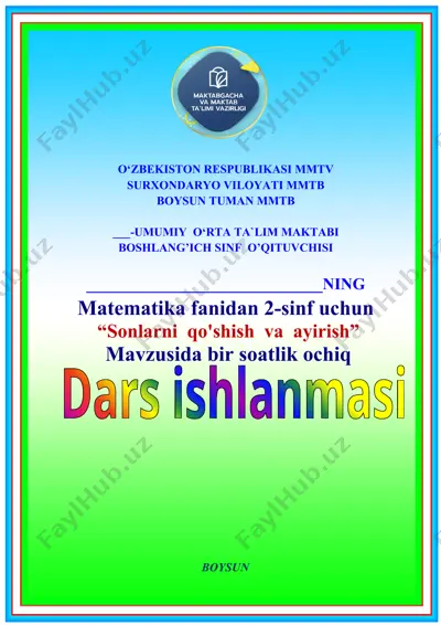 "sonlarni qo'shish va ayirish" dars ishlanmasi — DOCX