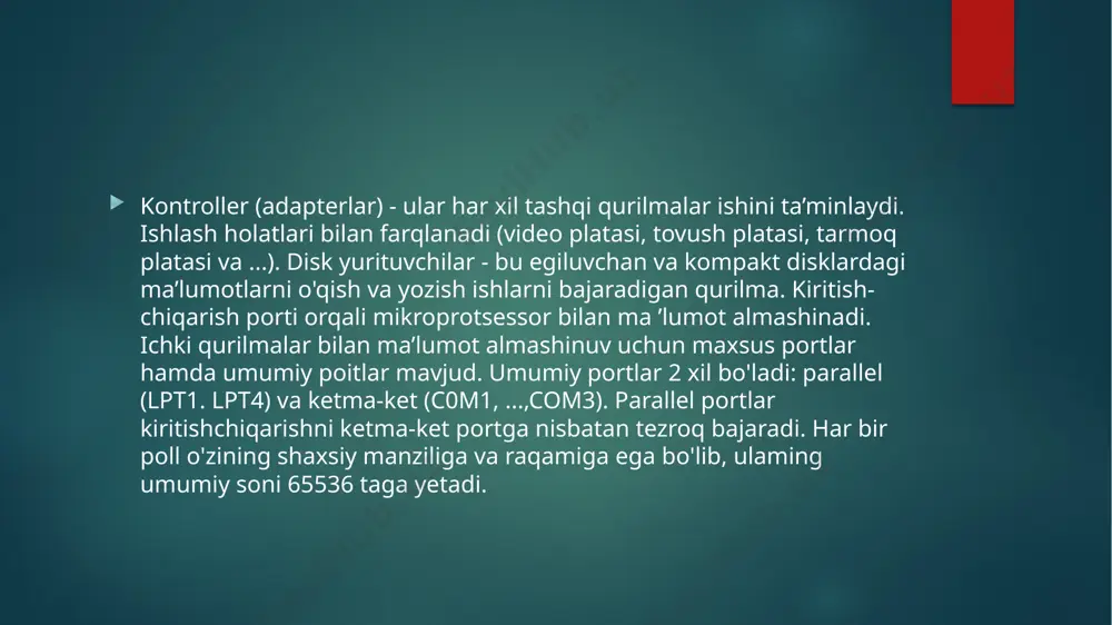 kompyuter ta'minoti fanidan tayyorlagan taqdimot - Page 5