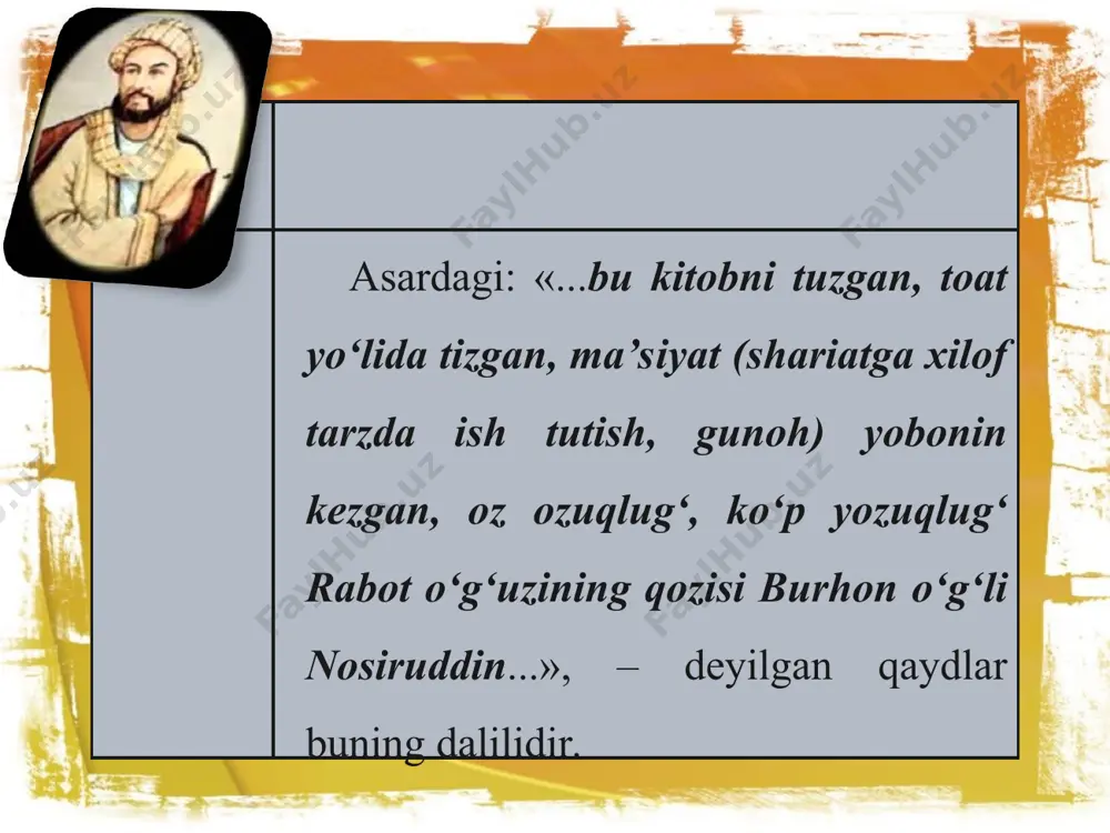 bo‘lib, g‘ingishlab bordi. qarlug‘och ham orqasidin kelib turdi. harchand so‘z so‘rsalar, g‘ingshib qarlug‘ochga qaraydur. qarlug‘och aydiki: – biyobonda manga uchrab: «baqani go‘shtidin totlig‘ nimarsa yo‘q ekan», – deb holo kech kelganiga so‘zlayolmas. nuh alayhissalom yilonga baqani buyurdilar. ul zamondin bu zamong‘acha yilon topsa baqani yer, bo‘lmasa tuproq yer. yilon bildiki, qarlug‘och odam farzandiga yaxshilik qildi. oru manga bo‘lishdi deb, yilon qarlug‘ochg‘a dushman bo‘ldi deb, yilon qarl ug‘ochg‘a dushman bo‘ldi. ul sababdin qarlug‘och odam farzandi birla bir uyda debdur. «nuh to‘foni qissasi»ga ishlangan miniatyura