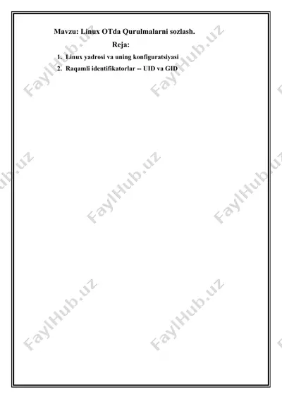 linux otda qurulmalarni sozlash — DOCX
