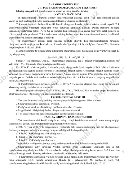 tok transformatorlari — DOC