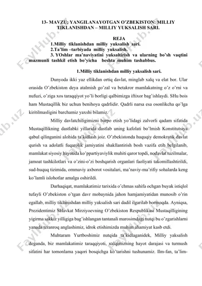 milliy tiklanishdan milliy yuksalish sari — DOCX