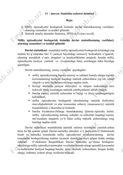 statistika axborot tizimlari — DOCX