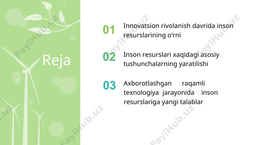 koʻrib chiqilar edi. 2. personalni boshqarish bu konsepsiya 1930-yillarda rivojlangan. ushbu konsepsiyaning ilmiy asosi boʻlib byurokratik tashkilotlar nazariyasi hisoblanadi. bunda inson rasmiy rol mansab orqali koʻrib chiqilib, boshqarish maʼmuriy mexanizmlar (tamoyillar, usullar, vakolatlar, funksiyalar) orqali amalga oshiriladi. 3. inson resurslarini boshqarish. inson mansab sifatida emas (struktura elementi sifatida emas) toʻldirilmaydigan resurs – uchta asosiy komponentdan (mehnat funksiyasi, ijtimoiy munosabatlar, ishchining ahvoli) iborat tashkilotning ijtimoiy elementi sifatida koʻriladi. ushbu konsepsiyaning asoschisi boʻlib yaponiyaning yetakchi olimlari hisoblanadi. 4. insonni boshqarish bu konsepsiyaga muvofiq inson tashkilotning asosiy subyekti va boshqaruvning alohida obyekti boʻlib resurs sifatida qaralishi mumkin emas. insonning istaklari va qobiliyatidan kelib chiqqan holda tashkilotning strategiya va tarkibi tuzilishi kerak. ushbu konsepsiya asoschilari yaponiyaning yetakchi olimlari hisoblaniladi. shartnoma tuzish, ish haqi va imtiyozlarni belgilash tanlash yigʻish mehnat resurslarini rejalashtirish personalni boshqarish modeli yoʻnaltirish va moslashtiri shoʻqitish, malaka oshirtirish, qayta oʻqitish koʻtarish pasaytirish ishdan boʻshatish mehnat faoliyatini baholash inson resurslari - bu insonlar …