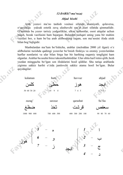 arab yozuvi ma’no tashish vositasi — DOCX
