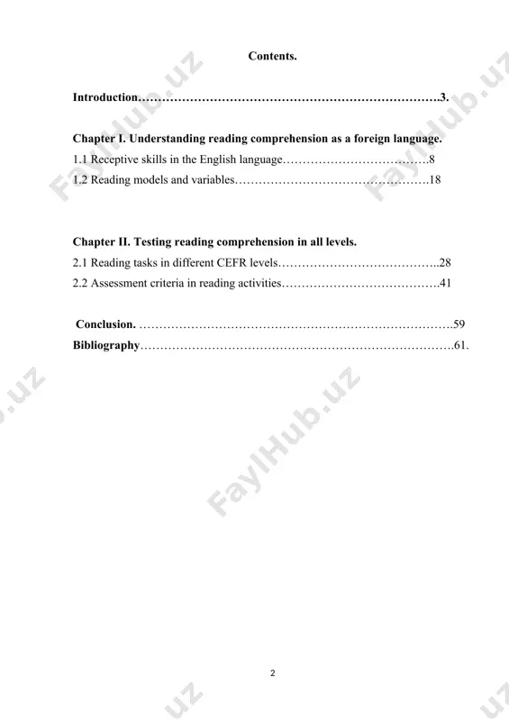 lood. we have to show this to our youth.”2 the investigation of the problem. this problem was investigated by many scientists and the most useful of these linguistical​ly oriented approaches to discourse have been developed by scholars such as beaugrande and dressier, halliday and hasan, grimes many other scholars. the investigation is very significant because we would like to define the discourse and elements of discourse 1. the resolution no 2909 of the president of uzbekistan “on measures for further development of the higher education system" dated from april 20, 2017 2. mirziyoyev sh.. from speech at ibrat school, namangan, april, 2018 the aim of the theme is to study thoroughly and to reveal the to give about receptive skills of the target language and to make conclusions about the reading tasks of cefr and what are the criteria of this document for reading. the object of the qualification paper …