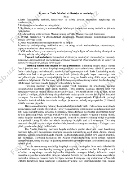 tarix falsafasi, sivilizatsiya va madaniyat — DOCX