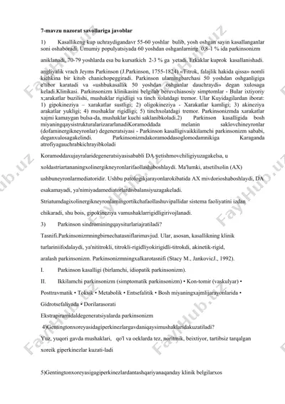parkinsonizm va uning belgilari — DOCX