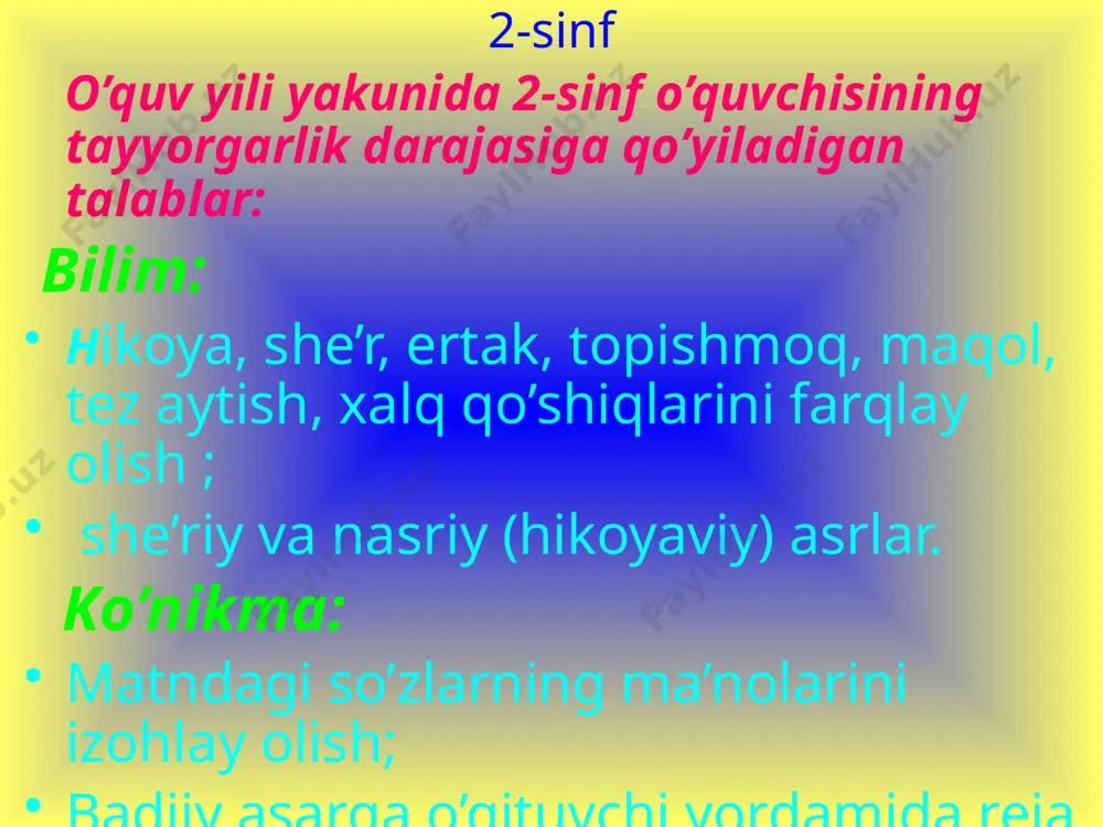 o’quvchining o’zlashtirishi zarur bo’lgan bilim, ko’nikma va malakalar - Page 3