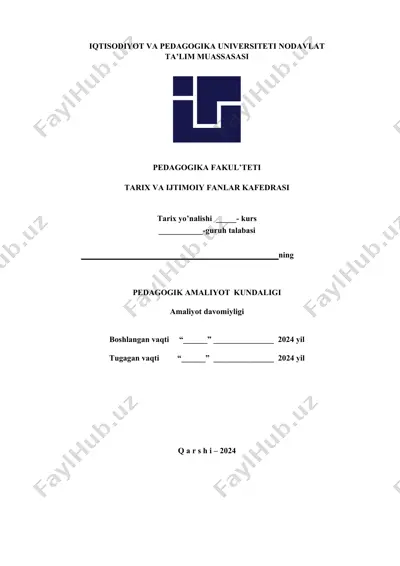 pedagogik amaliyot kundaligi — DOCX