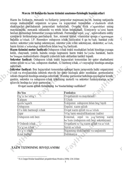 hazm tizimi — PDF