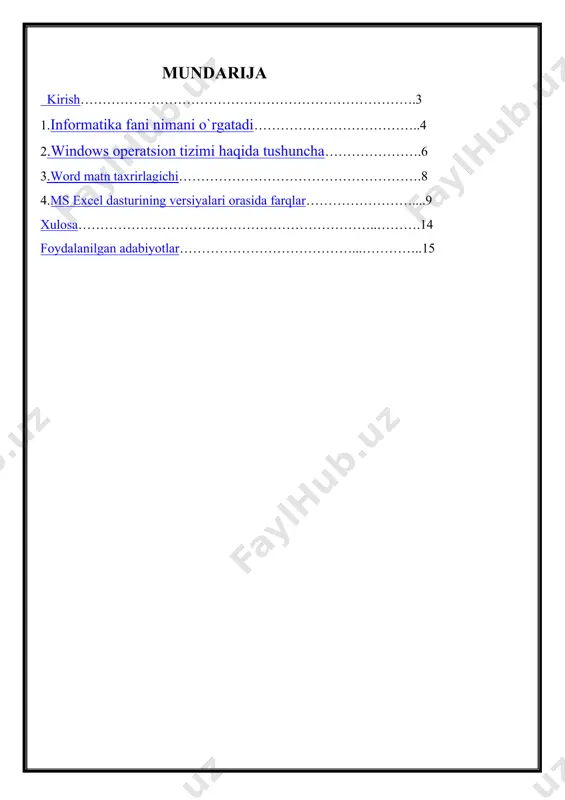 arga erishishi, jah o n iqtisodiy tizim ida to‘laqonli sheriklik o ‘rnini egallay olishi, inson faoliyatining barcha jabhalarida zamonaviy axborot texnologiyalaridan yuqori darajada foydalanishning k o iam la ri qanday b o ‘lishiga ham da bu texnologiyalar ijtimoiy m ehnat sam aradorligining oshishida m u h im o ‘rin egallashiga bog‘liqdir. axborotlashtirish kishilik jam iyatining barcha sohalariga kirib bormoqda. prezidentimizning 2002-yil 30-maydagi «kompyuterlashtii ishni yanada rivojlantirish va axborot-komm unikatsiya texnologiyalarini joriy etish to ‘g‘risida»gi farm oni, 0 ‘zbekiston respublikasi vazirlar m ahkamasining tegishli qarorlari va vazirlikning bu boradagi tegishli ko‘rsatmalari o ‘quv-ta’lim jarayonlarida axborot- kom m unikatsiya texnologiyalarini keng joriy etish ham d a xalqaro axborot ta ’lim resurslaridan samarali foydalanish va ularni mahalliy resurslar bilan uyg'unlashtirish yo‘lida m unosib zam in yaratadi. mamlakatimiz rivojlanishining muhim sharti zamonaviy iqtisod, fan, madaniyat, texnika, texnologiya rivoji asosida kadrlar tayyorlashning takom illashgan tizim iga amal qilish bo‘lib hisoblanadi. mavjud ta ’lim tizim ini …