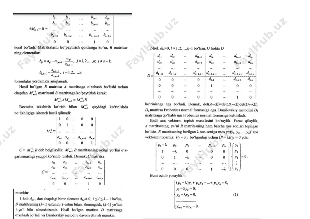 matritsa xos son va xos vektorlarni topishning sonli usullari. danilevskiy usuli - Page 4