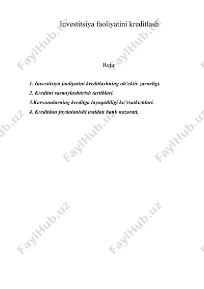 invеstitsiya faоliyatini krеditlash — DOC