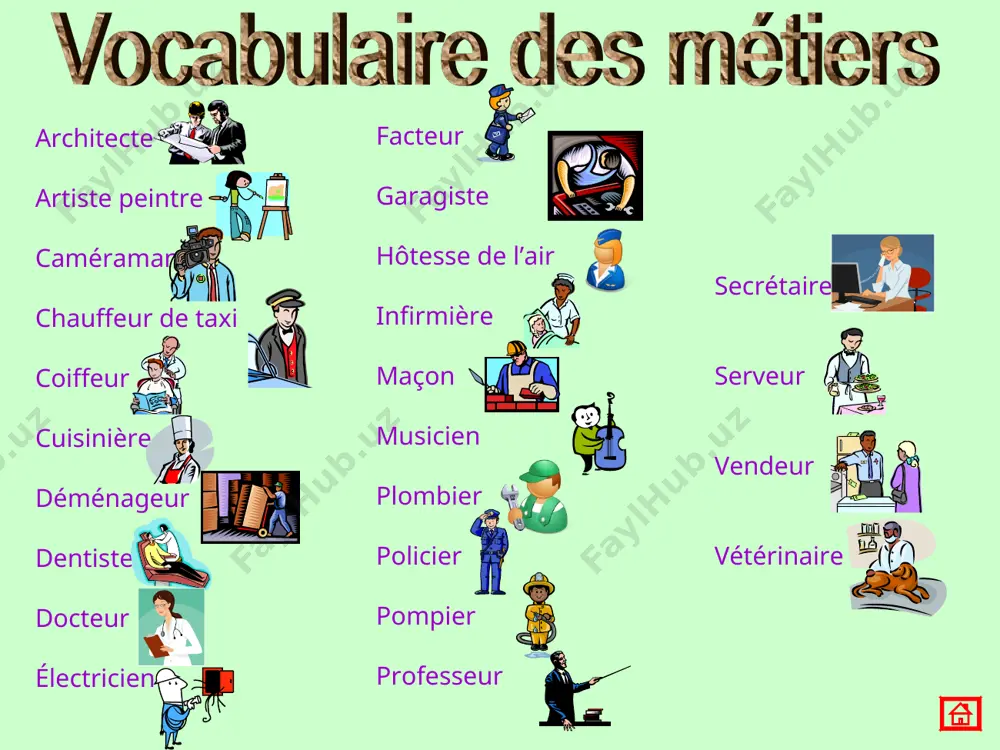 emps, faire carrière, gagner sa vie, fait des heures supplémentaires, un job choisir un métier ce n’est pas facile à 16 ans. qu’est-ce que le marché du travail peut proposer aux jeunes qui cherchent un emploi? je voudrais trouver un petit job pour les vacances. parfois un ado est obligé de gagner sa vie pour avoir son argent de poche. comme elle a un bébé, elle cherche un travail à mi-temps. elle ne veut pas d’enfants, faire carrière est plus important pour elle. dans cette entreprise il y a un poste vacant. elle ne gagne pas beaucoup, elle fait des heures supplémentaires pour joindre les 2 bouts complétez les phrases avec les mots de la liste ci -dessous un employeur le patron/ la patronne le directeur / la directrice un (une) employé(e) un ouvrier/une ouvrière un (une) collègue embaucher engager l’embauche(f) un formulaire d’embauche licencier renvoyer virer mettre à la …