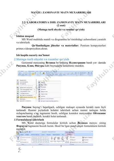 zamonaviy matn muxarrirlari laboratoriyasi — DOCX