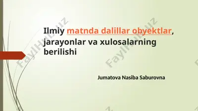ilmiy ma'lumotlar va obyektlar — PPTX