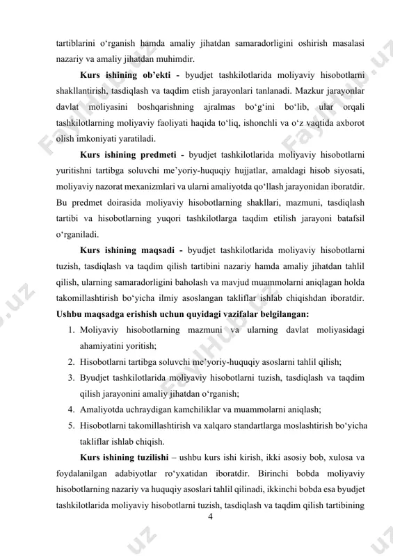 ning moliyaviy faoliyatini yoritib beruvchi asosiy axborot manbai hisoblanadi. moliyaviy hisobotlarning asosiy vazifasi xo‘jalik yurituvchi subyektning moliyaviy ahvoli, moliyaviy natijalari hamda pul oqimlari to‘g‘risida foydalanuvchilarga ishonchli va tushunarli ma’lumotlar taqdim etishdir. bu hisobotlar orqali tashkilotning to‘lov qobiliyati, investitsion jozibadorligi, foydalilik darajasi va kelgusidagi rivojlanish istiqbollari haqida muhim xulosalar chiqarish mumkin bo‘ladi. misol tariqasida, yirik ishlab chiqarish korxonasi yillik moliyaviy hisobotlarini taqdim etganida, investorlar uning sof foydasi, majburiyatlari va aktivlari asosida sarmoya kiritish yoki kiritmaslik qarorini qabul qiladi. moliyaviy hisobotlarning mazmuni, avvalo, unda taqdim etiladigan asosiy elementlarga bog‘liqdir. buxgalteriya balansida xo‘jalik yurituvchi subyektning muayyan sanaga aktivlari, majburiyatlari va kapitali aks ettiriladi. masalan, balansning aktiv qismida asosiy vositalar, ishlab chiqarish zaxiralari va pul mablag‘lari qayd etilsa, passiv qismida tashkilotning qisqa va uzoq muddatli majburiyatlari, shuningdek, o‘z mablag‘lari ko‘rsatiladi. shu bilan birga, moliyaviy natijalar to‘g‘risidagi hisobotda daromadlar va xarajatlar o‘rtasidagi farq sifatida shakllanadigan sof foyda yoki zarar ko‘rsatiladi[footnoteref:1]. [1: abdurakhmonov, b. i. buget …