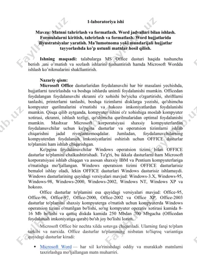 microsoft office dasturlar to'plami — DOC