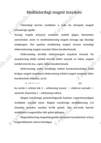 moddalardagi magnit maydoni — DOC