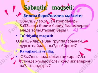 sabaqtin maqsadi va tuzilishi — PPT