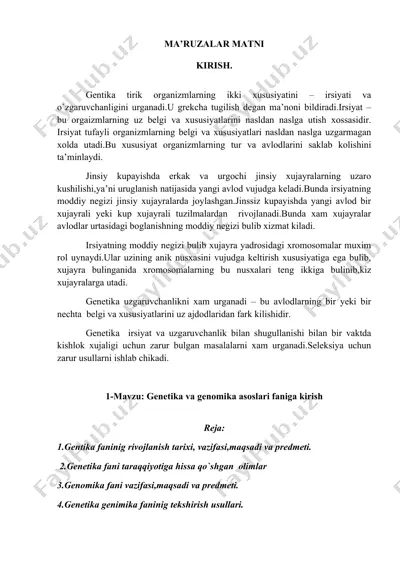 genetika va genomika — DOCX