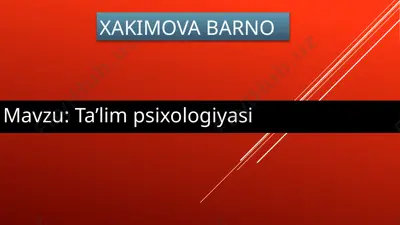 ta’lim psixologiyasi — PPTX