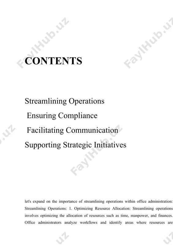 lication: redundant and duplicated efforts can impede progress and waste valuable resources. office administrators conduct thorough evaluations of existing processes to identify areas of redundancy and duplication. through process optimization and standardization, they streamline operations, eliminating unnecessary tasks and minimizing duplication of effort. this results in a more efficient use of resources and a reduction in overall workload, allowing employees to focus on value-added activities. 5. ensuring consistency and quality: consistency and quality are essential components of effective operations. office administrators establish standardized procedures and protocols to ensure consistency in processes and outputs. by streamlining operations and enforcing quality standards, they minimize errors and variability, leading to improved outcomes and enhanced customer satisfaction. consistent and high-quality performance is key to building trust and credibility both internally and externally. 6. adapting to change: in today's fast-paced business environment, the ability to adapt to change is essential for organizational success. office administrators …