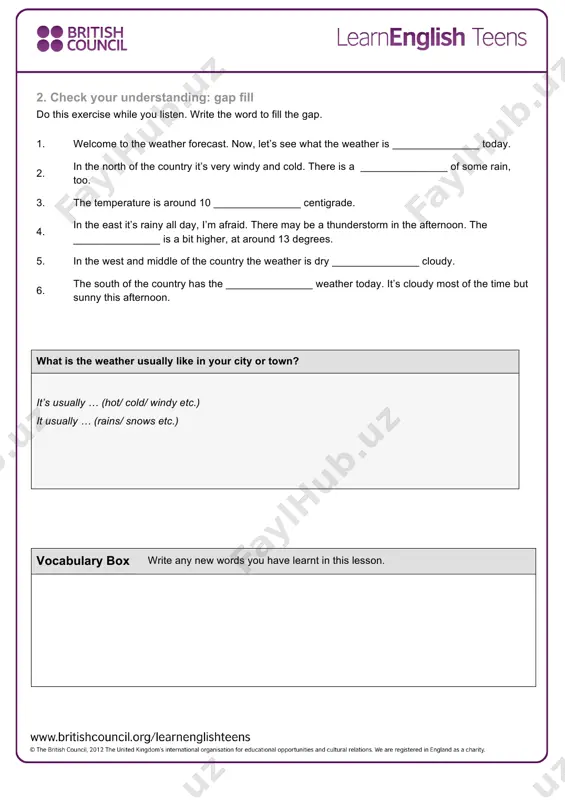 listening skills practice: weather forecast - exercises - Page 2