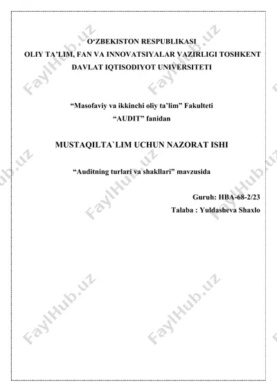 auditning turlari va shakllari — DOCX